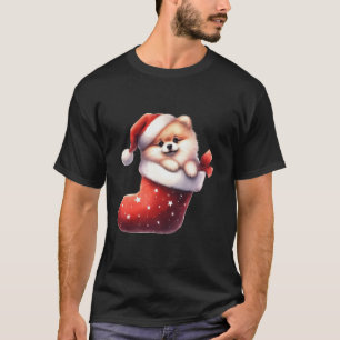 Camiseta Pomerânia em Santa Hat Natal Dog Lo