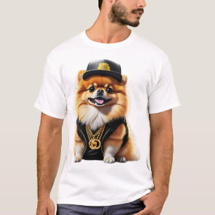 Camiseta Pomerânia Gangsta - Cachorro com Swag de Hip Hop