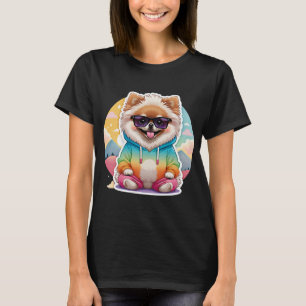 Camiseta Pomerânia Gira com Capuz de Chuva Colorida