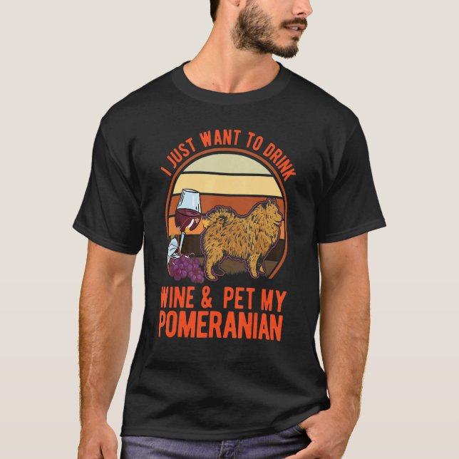 Camiseta Pomeranian And Wine Pomeranian (Frente)