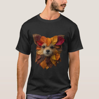 Camiseta Pomeranian Autumn Leaves Artistic Animal Art Fall 