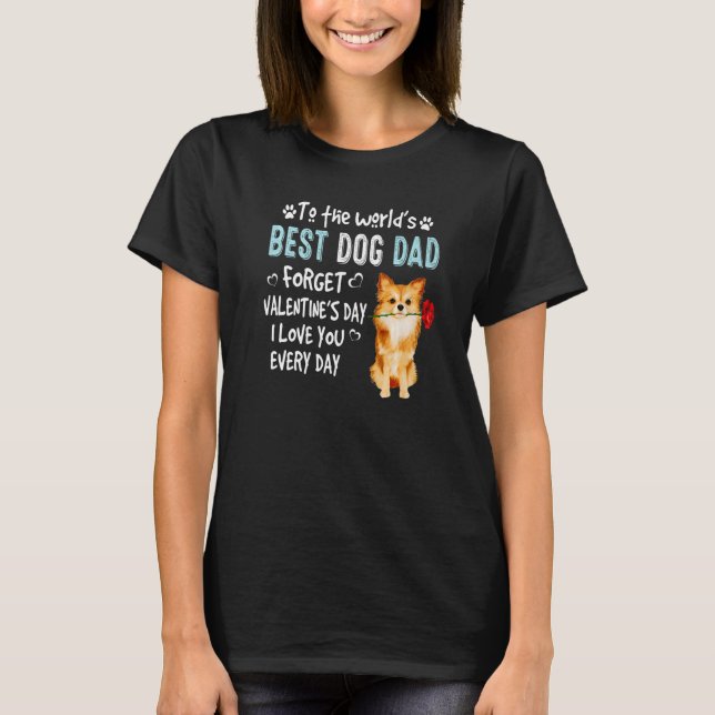 Camiseta Pomeranian Best Dog Dad Valentines Day Puppy (Frente)