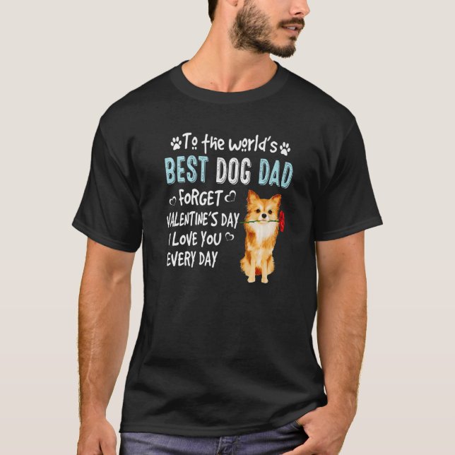 Camiseta Pomeranian Best Dog Dad Valentines Day Puppy (Frente)