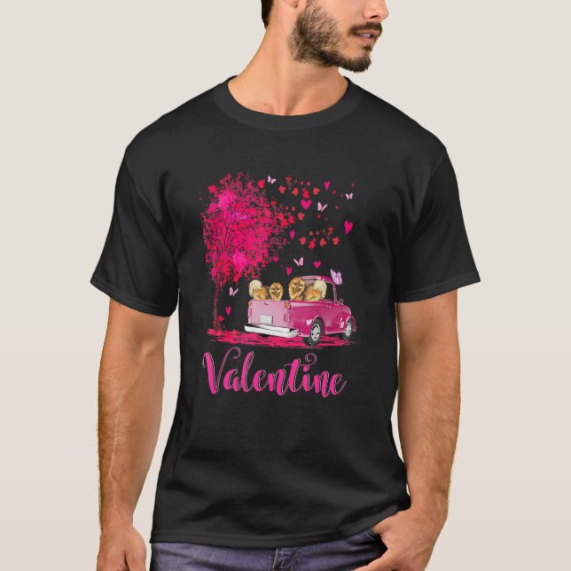 Camiseta Pomeranian Couple Truck Happy Valentine's Day (Frente)