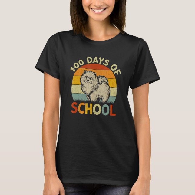 Camiseta Pomeranian Dog Retro Boys Girls Teachers 100th Day (Frente)