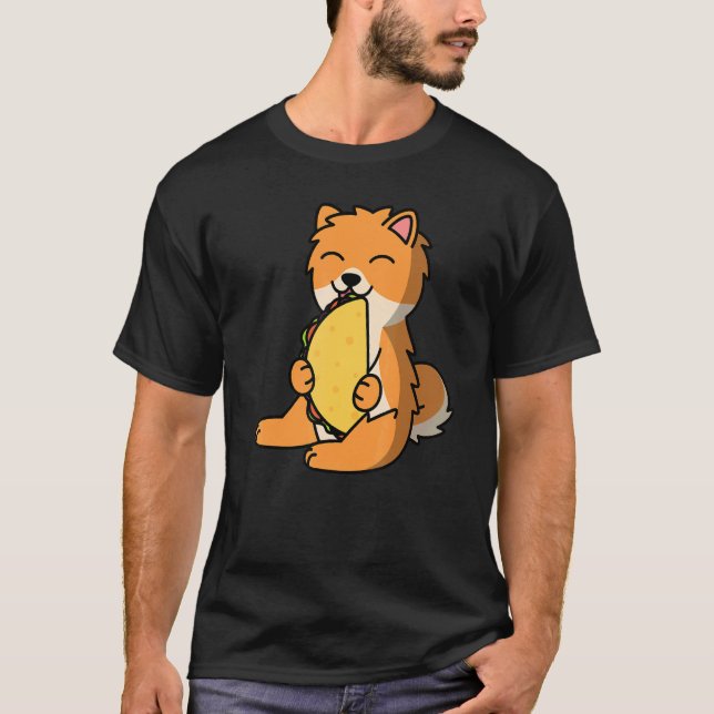 Camiseta Pomeranian Eating A Taco Dog (Frente)