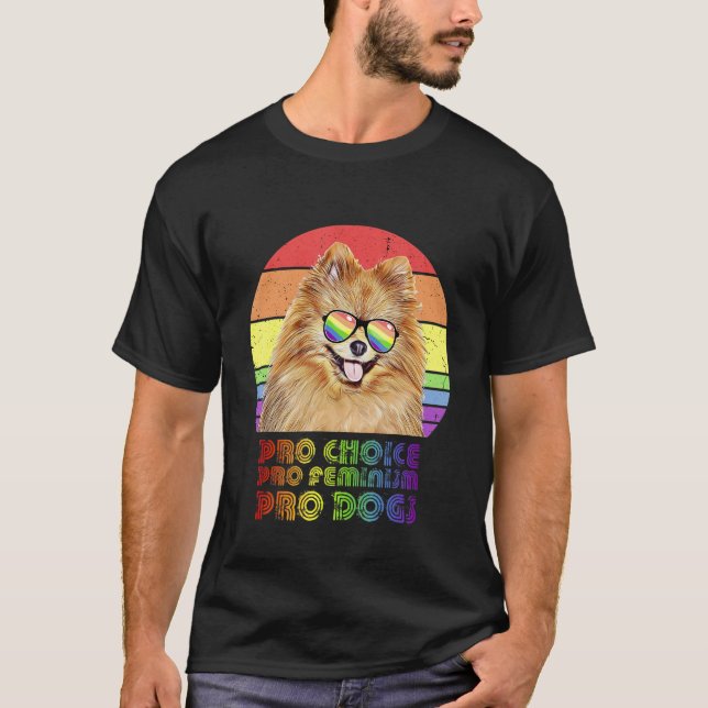 Camiseta Pomeranian Pro Choice Pro Feminismo Pro Cães Lgbtq (Frente)