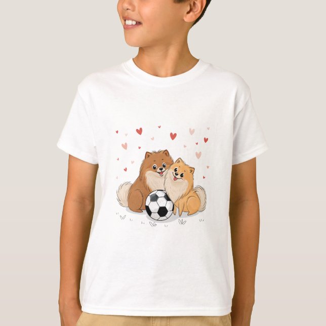 Camiseta Pomerarias with soccer ball for Valentine's Day (Frente)
