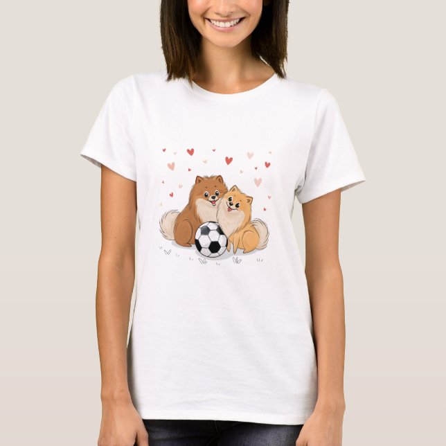 Camiseta Pomerarias with soccer ball for Valentine's Day (Frente)