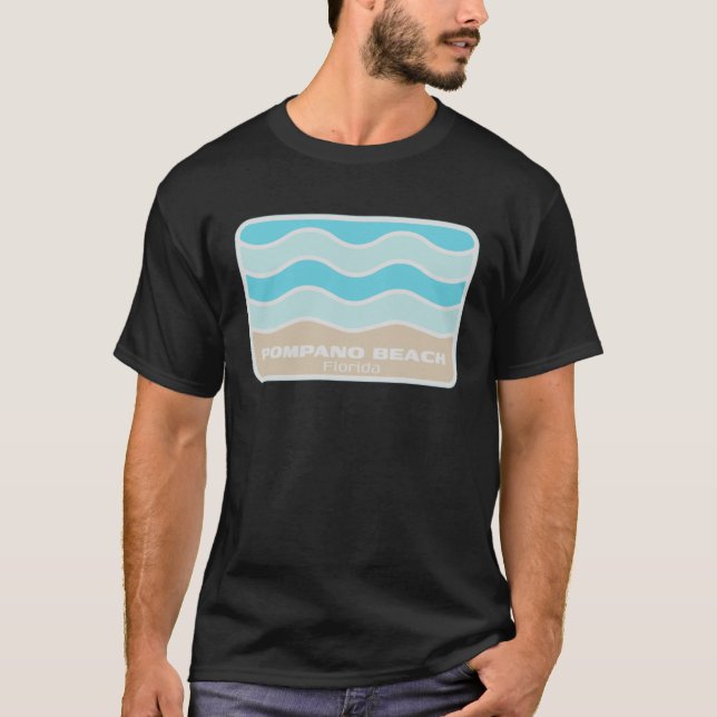 Camiseta Pompano Beach Florida Retro FL Waves Beach Souveni (Frente)