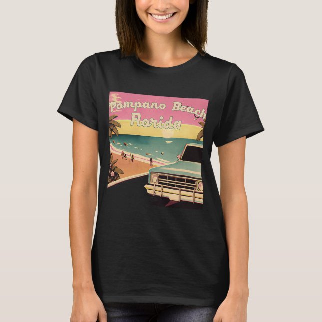 Camiseta Pompano Beach Retro Beach Vacation Souvenir Florid (Frente)
