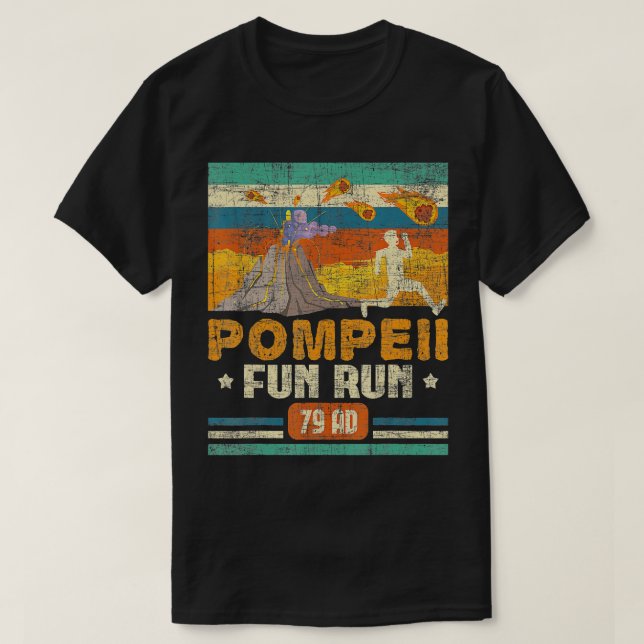 Camiseta Pompeii Divertimento Corre Geografia Vulcanolo (Frente do Design)