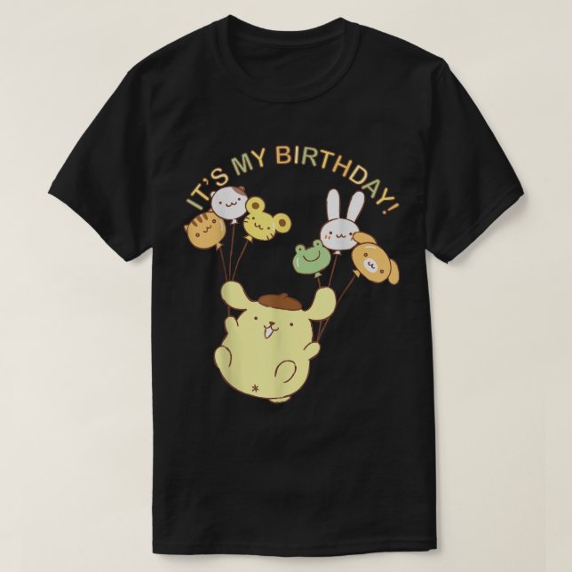 Camiseta Pompompurin É Meu Aniversário (Frente do Design)
