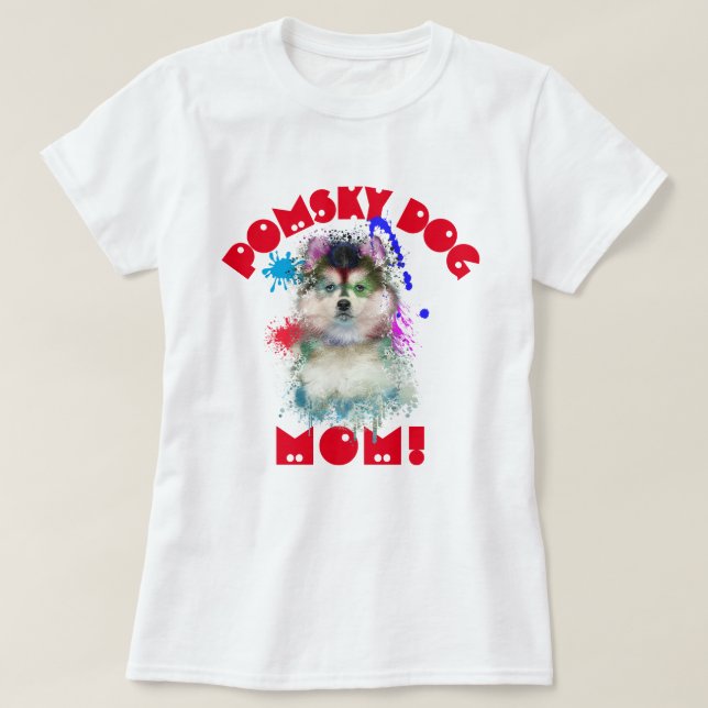 Camiseta Pomsky Mãe Cachorro Melhor Cachorro Mãe (Frente do Design)