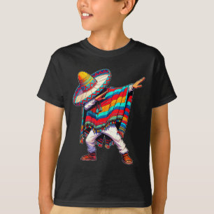 Camiseta Poncho Mexicano Dabbing Cinco De Mayo Homem Sombre