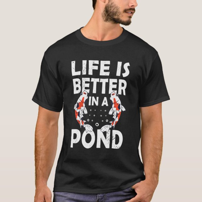 Camiseta Pond Koi Fish Comida Pond Fish Koi E Goldfish Fis (Frente)