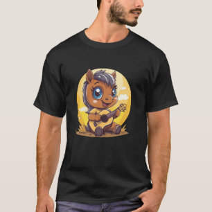 Camiseta Pônei Adorável com Guitarra Cavalo Fofo do Campo