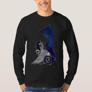 Camiseta Pônei branco azul do cavalo de Pegacorn do dragã