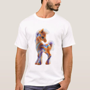 Camiseta Pônei Caprichoso Vibrante de Fibra Óptica para Hom