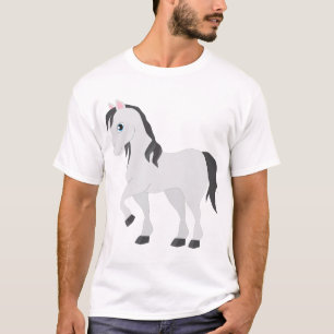 Camiseta Pônei Cinza Fofo Desenho Animado Cavalo Caprichoso