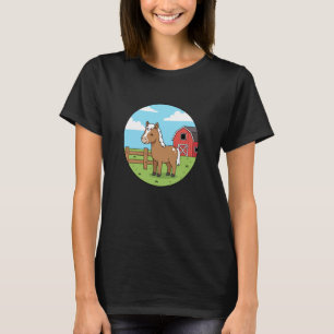 Camiseta Pônei de desenho animado com celeiro vermelho para
