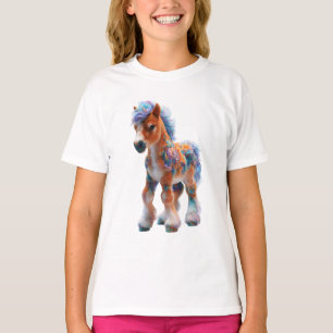 Camiseta Pônei Fantasia de Algodão Doce Arco-íris para Cria