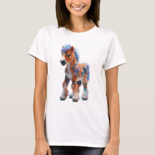 Camiseta Pônei Felpudo Arco-íris Pastel Fantasia Cavalos Mu
