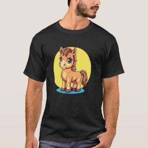 Camiseta Pônei Fofo Com Olhos Grandes Estilo Cartoon
