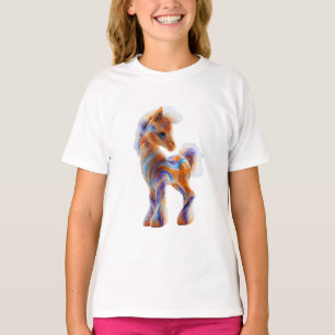 Camiseta Pônei Mágico Colorido Giratório para Crianças