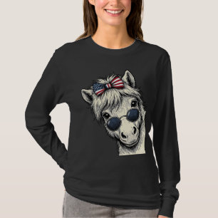 Camiseta Pônei Patriótico Com Óculos De Sol Desenho Vetoria
