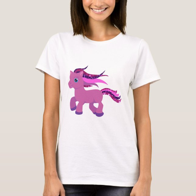 Camiseta pônei roxo kawaii (Frente)