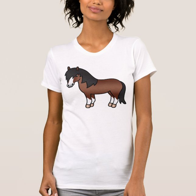 Camiseta Pônei Shetland de desenho animado marrom (Frente)