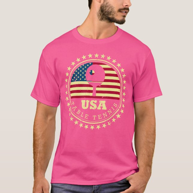 Camiseta Pong de sinalizador americano do Tênis do mesa (Frente)