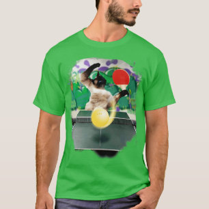 Camiseta Pong de Tênis de Mesa de jogada de gato siamês
