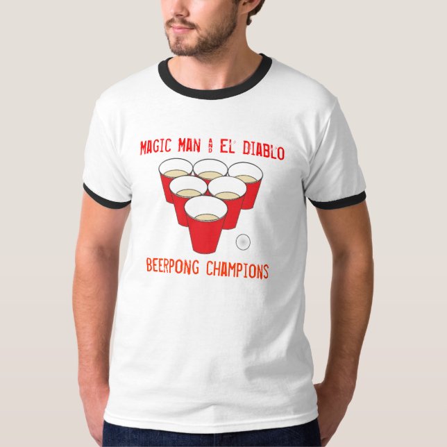 Camiseta pong, homem mágico & EL Diablo, campeões de (Frente)