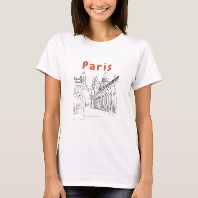 Camiseta Pont de Bir-Hakeim sobre o Sena - Paris, França (Frente)