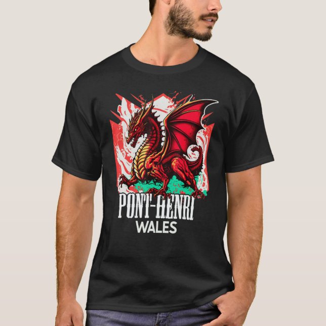Camiseta Pont henri Wales Welsh Flag Y Ddraig Goch Dragon (Frente)