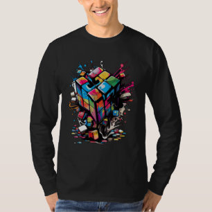 Camiseta Ponta quebra-cabeça Cubo Explosivo Velocidade Cort