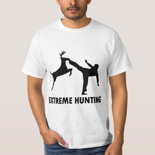 Camiseta Pontapé extremo do karaté dos cervos da caça (Frente)