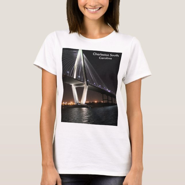 Camiseta Ponte à noite, Charleston SC, fotografia (Frente)
