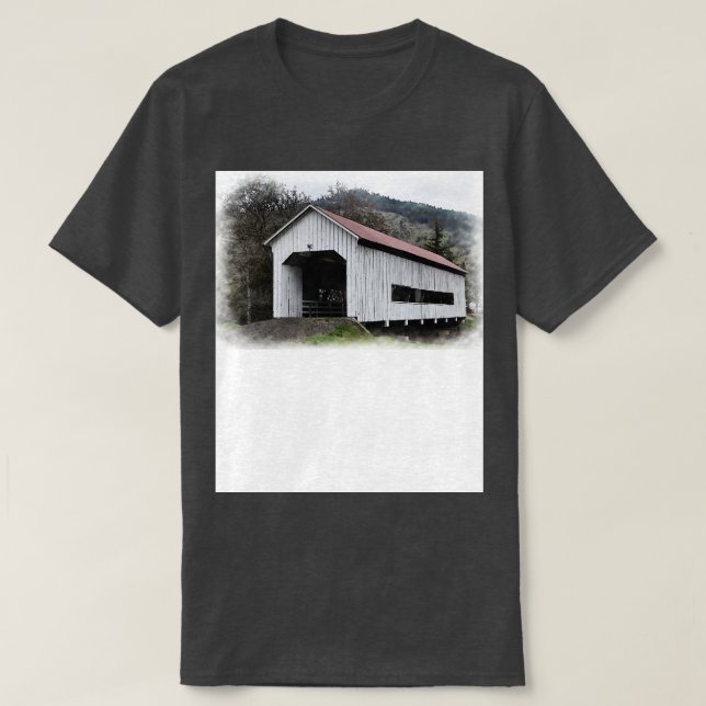 Camiseta Ponte coberta pelo telhado vermelho (Frente do Design)