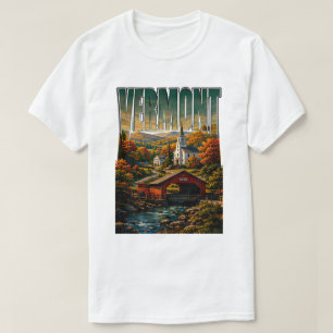 Camiseta Ponte Cobierta de Vermont Beleza de Montanha de Ou