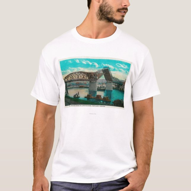 Camiseta Ponte de Broadway sobre o rio de Willamette (Frente)
