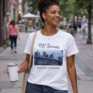 Camiseta Ponte de Brooklyn icônica Sonhos de NYC Casais rom
