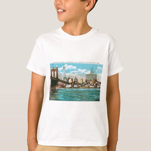 Camiseta Ponte de Brooklyn, Woolworth e Municipal… (Frente)