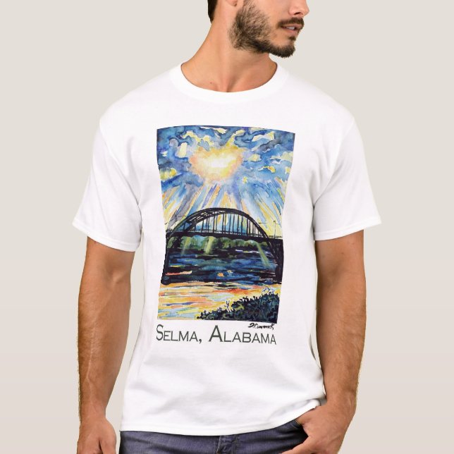 Camiseta Ponte de Edmund Pettus, Selma Alabama, Sunburst (Frente)