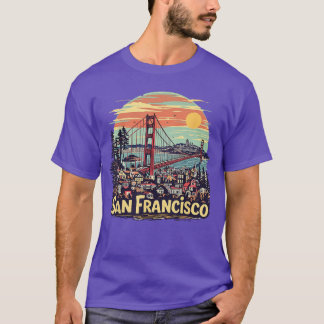 Camiseta Ponte Golden Gate de São Francisco Lembrança Retro