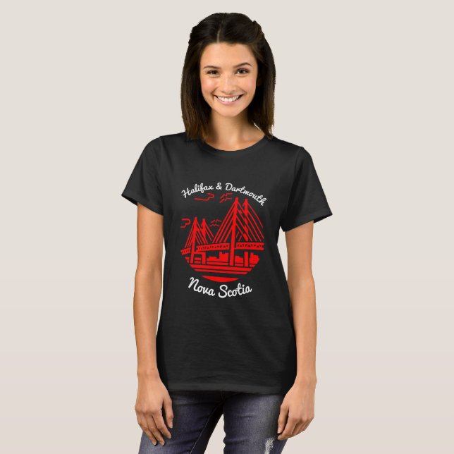 Camiseta Ponte Halifax e Dartmouth Nova Scotia (Frente Completa)