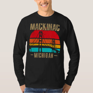 Camiseta Ponte Mackinac Mackinaw Retro Vintage Michigan So
