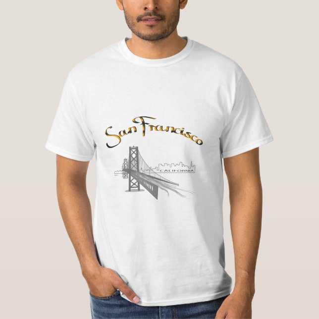 Camiseta Ponte ouro, São Francisco, Cinza CA/T Dourado (Frente)